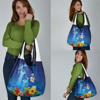 Fiji Jellyfish Grocery Bag Tapa Patterns and Hibiscus Sea Vibe