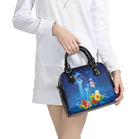 Fiji Jellyfish Shoulder Handbag Tapa Patterns and Hibiscus Sea Vibe