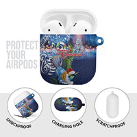 New Zealand Merry Christmas AirPods Case Maori Tribal Pattern with Xmas Tui Bird