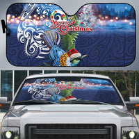 New Zealand Merry Christmas Auto Sun Shade Maori Tribal Pattern with Xmas Tui Bird LT03 Multicolor - Polynesian Pride