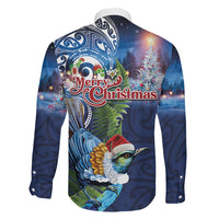 New Zealand Merry Christmas Family Matching Off The Shoulder Long Sleeve Dress and Hawaiian Shirt Maori Tribal Pattern with Xmas Tui Bird LT03 - Polynesian Pride