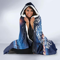 New Zealand Merry Christmas Hooded Blanket Maori Tribal Pattern with Xmas Tui Bird
