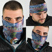 New Zealand Merry Christmas Neck Gaiter Maori Tribal Pattern with Xmas Tui Bird