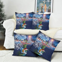 New Zealand Merry Christmas Pillow Cover Maori Tribal Pattern with Xmas Tui Bird