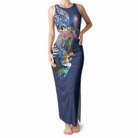 New Zealand Merry Christmas Tank Maxi Dress Maori Tribal Pattern with Xmas Tui Bird LT03 Women Multicolor - Polynesian Pride