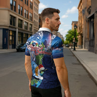 New Zealand Merry Christmas Zipper Polo Shirt Maori Tribal Pattern with Xmas Tui Bird LT03 - Polynesian Pride
