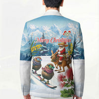 New Zealand and Australia Merry Christmas Blazer Kiwi Birds Skiing and Koala Santa Riding Kangaroo LT03 - Polynesian Pride