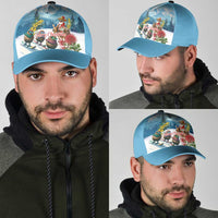 New Zealand and Australia Merry Christmas Classic Cap Kiwi Birds Skiing and Santa Riding Kangaroo with Koala LT03 - Polynesian Pride