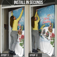 New Zealand and Australia Merry Christmas Door Cover Kiwi Birds Skiing and Koala Santa Riding Kangaroo LT03 - Polynesian Pride