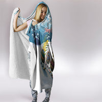 New Zealand and Australia Merry Christmas Hooded Blanket Kiwi Birds Skiing and Koala Santa Riding Kangaroo LT03 - Polynesian Pride