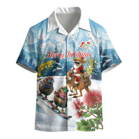 New Zealand and Australia Merry Christmas Kid Hawaiian Shirt Kiwi Birds Skiing and Koala Santa Riding Kangaroo LT03 - Polynesian Pride