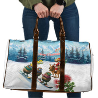New Zealand and Australia Merry Christmas Travel Bag Kiwi Birds Skiing and Koala Santa Riding Kangaroo LT03 Multicolor - Polynesian Pride