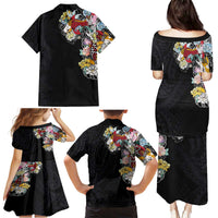 Hawaiian and Japanese Together Family Matching Puletasi and Hawaiian Shirt Colorful Traditional Japanese Tattoo and Kakau Pattern Black Color LT03 - Polynesian Pride