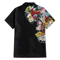 Hawaiian and Japanese Together Family Matching Tank Maxi Dress and Hawaiian Shirt Colorful Traditional Japanese Tattoo and Kakau Pattern Black Color