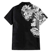 Hawaiian and Japanese Together Family Matching Short Sleeve Bodycon Dress and Hawaiian Shirt Japanese Koi Fish Tattoo and Kakau Pattern Black Color LT03 - Polynesian Pride