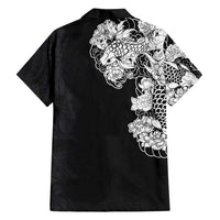 Hawaiian and Japanese Together Family Matching Tank Maxi Dress and Hawaiian Shirt Japanese Koi Fish Tattoo and Kakau Pattern Black Color
