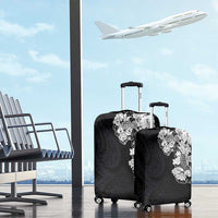 Hawaiian and Japanese Together Luggage Cover Japanese Koi Fish Tattoo and Kakau Pattern Black Color