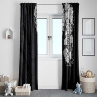 Hawaiian and Japanese Together Window Curtain Japanese Koi Fish Tattoo and Kakau Pattern Black Color LT03 - Polynesian Pride