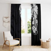 Hawaiian and Japanese Together Window Curtain Japanese Koi Fish Tattoo and Kakau Pattern Black Color LT03 - Polynesian Pride