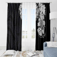 Hawaiian and Japanese Together Window Curtain Japanese Koi Fish Tattoo and Kakau Pattern Black Color LT03 - Polynesian Pride