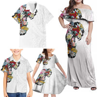 Hawaiian and Japanese Together Family Matching Off Shoulder Maxi Dress and Hawaiian Shirt Colorful Traditional Japanese Tattoo and Kakau Pattern White Color LT03 - Polynesian Pride