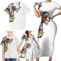 Hawaiian and Japanese Together Family Matching Short Sleeve Bodycon Dress and Hawaiian Shirt Colorful Traditional Japanese Tattoo and Kakau Pattern White Color LT03 - Polynesian Pride