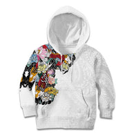 Hawaiian and Japanese Together Kid Hoodie Colorful Traditional Japanese Tattoo and Kakau Pattern White Color LT03 Hoodie White - Polynesian Pride