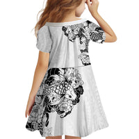 Hawaiian and Japanese Together Family Matching Off Shoulder Short Dress and Hawaiian Shirt Japanese Koi Fish Tattoo and Kakau Pattern White Color LT03 - Polynesian Pride