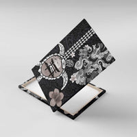 Hawaiian and Japanese Together Canvas Wall Art Japanese Culture and Turtle Kakau Tattoo Black Color LT03 With Frame Black - Polynesian Pride