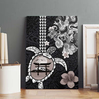 Hawaiian and Japanese Together Canvas Wall Art Japanese Culture and Turtle Kakau Tattoo Black Color LT03 - Polynesian Pride