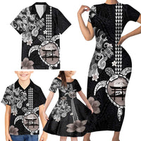 Hawaiian and Japanese Together Family Matching Short Sleeve Bodycon Dress and Hawaiian Shirt Japanese Culture and Turtle Kakau Tattoo Black Color LT03 - Polynesian Pride