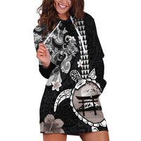Hawaiian and Japanese Together Hoodie Dress Japanese Culture and Turtle Kakau Tattoo Black Color LT03 Black - Polynesian Pride