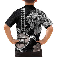 Hawaiian and Japanese Together Kid Hawaiian Shirt Japanese Culture and Turtle Kakau Tattoo Black Color LT03 - Polynesian Pride