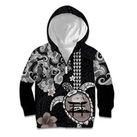 Hawaiian and Japanese Together Kid Hoodie Japanese Culture and Turtle Kakau Tattoo Black Color LT03 Zip Hoodie Black - Polynesian Pride