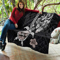 Hawaiian and Japanese Together Quilt Japanese Culture and Turtle Kakau Tattoo Black Color LT03 - Polynesian Pride