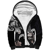 Hawaiian and Japanese Together Sherpa Hoodie Japanese Culture and Turtle Kakau Tattoo Black Color LT03 Unisex Black - Polynesian Pride
