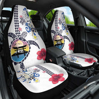Hawaiian and Japanese Together Car Seat Cover Japanese Culture and Turtle Kakau Tattoo White Color LT03 One Size White - Polynesian Pride