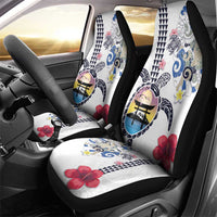 Hawaiian and Japanese Together Car Seat Cover Japanese Culture and Turtle Kakau Tattoo White Color LT03 - Polynesian Pride