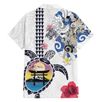 Hawaiian and Japanese Together Family Matching Long Sleeve Bodycon Dress and Hawaiian Shirt Japanese Culture and Turtle Kakau Tattoo White Color LT03 - Polynesian Pride