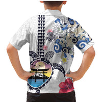 Hawaiian and Japanese Together Family Matching Mermaid Dress and Hawaiian Shirt Japanese Culture and Turtle Kakau Tattoo White Color LT03 - Polynesian Pride