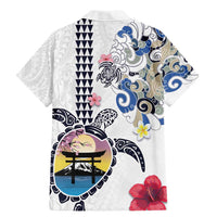 Hawaiian and Japanese Together Family Matching Mermaid Dress and Hawaiian Shirt Japanese Culture and Turtle Kakau Tattoo White Color LT03 - Polynesian Pride