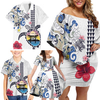 Hawaiian and Japanese Together Family Matching Off Shoulder Short Dress and Hawaiian Shirt Japanese Culture and Turtle Kakau Tattoo White Color LT03 - Polynesian Pride