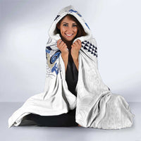 Hawaiian and Japanese Together Hooded Blanket Japanese Culture and Turtle Kakau Tattoo White Color LT03 - Polynesian Pride