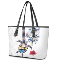Hawaiian and Japanese Together Leather Tote Bag Japanese Culture and Turtle Kakau Tattoo White Color LT03 - Polynesian Pride