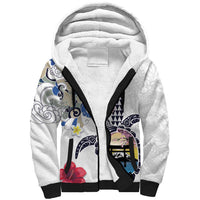 Hawaiian and Japanese Together Sherpa Hoodie Japanese Culture and Turtle Kakau Tattoo White Color LT03 Unisex White - Polynesian Pride