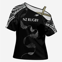 New Zealand Rugby Custom Cross Shoulder Shirt Aotearoa Armour Blacks Silver Ferns - Polynesian Pride