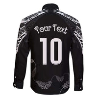 New Zealand Rugby Custom Family Matching Long Sleeve Bodycon Dress and Hawaiian Shirt Aotearoa Armour Blacks Silver Ferns LT03 - Polynesian Pride