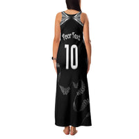 New Zealand Rugby Custom Family Matching Tank Maxi Dress and Hawaiian Shirt Aotearoa Armour Blacks Silver Ferns LT03 - Polynesian Pride