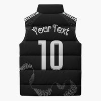 New Zealand Rugby Custom Sleeveless Puffer Jacket Aotearoa Armour Blacks Silver Ferns - Polynesian Pride