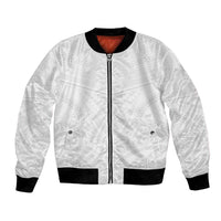 Tonga White Sunday Bomber Jacket Tongan Tribal Heritage Tattoos - Polynesian Pride